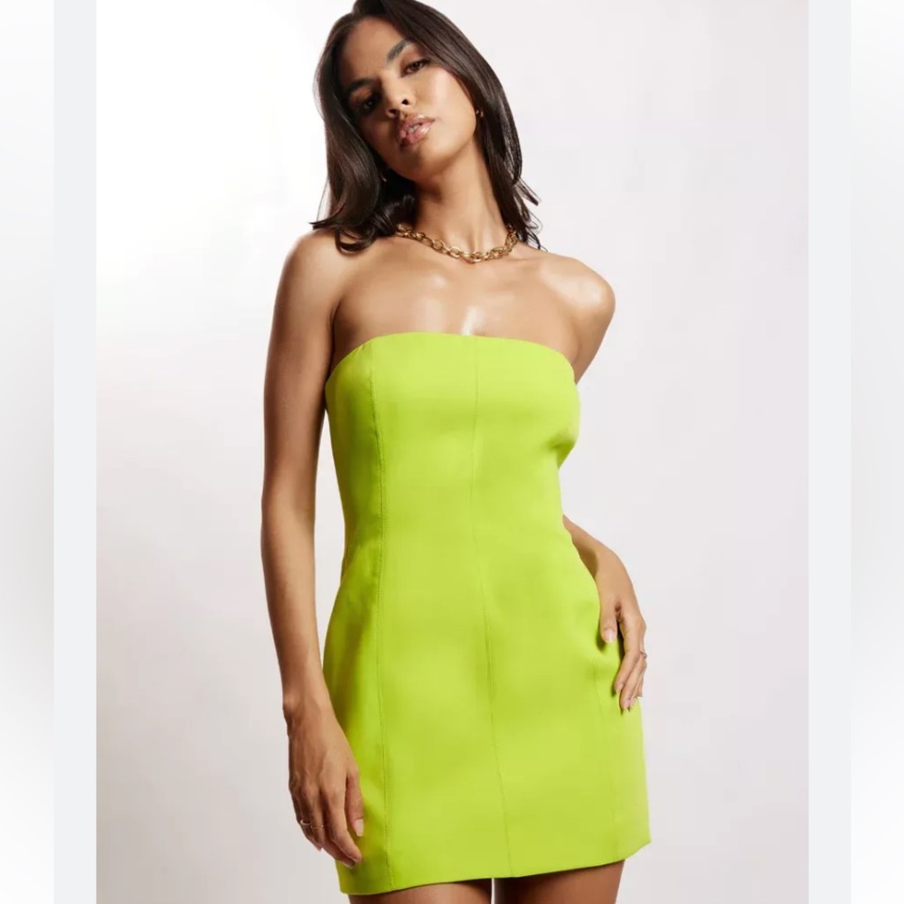 Meshki Neon Lime Strapless Mini Dress